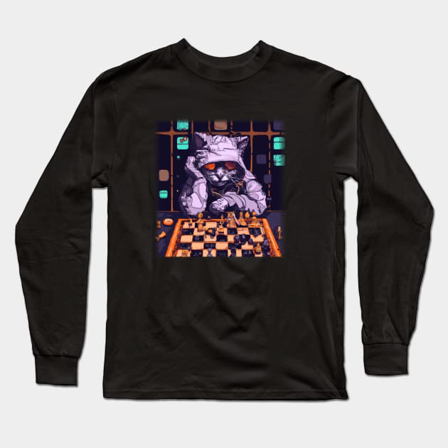 Cyberpunk Kitty Long Sleeve T-Shirt by Bigrum P. Bear Designs